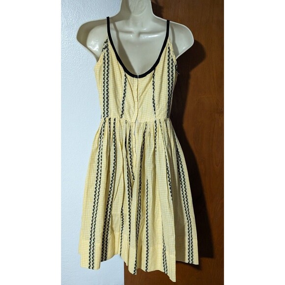 Vintage Ilene Ricky 1950s 1960s Party Dress Full Yellow Gingham Sleeveless - Picture 4 of 13